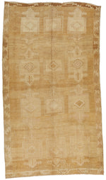 8x14 Ivory and Brown Turkish Tribal Rug