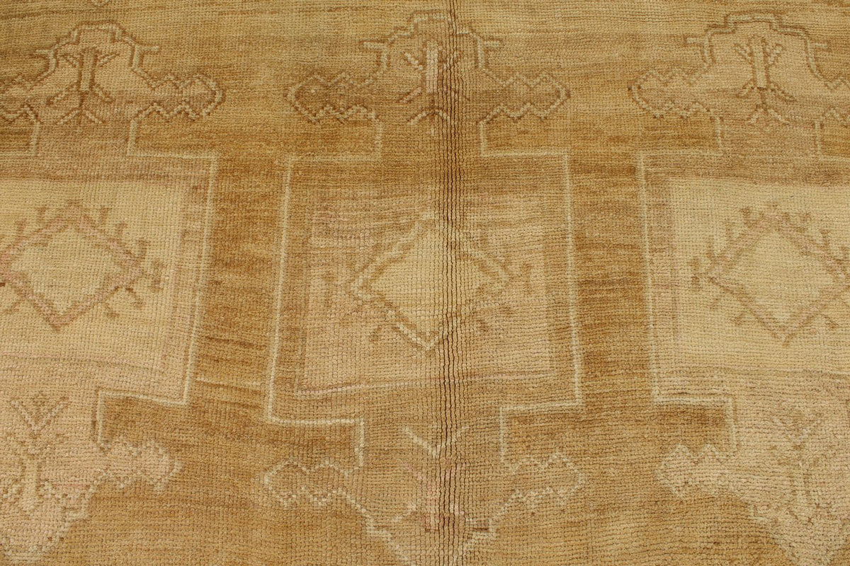 8x14 Ivory and Brown Turkish Tribal Rug