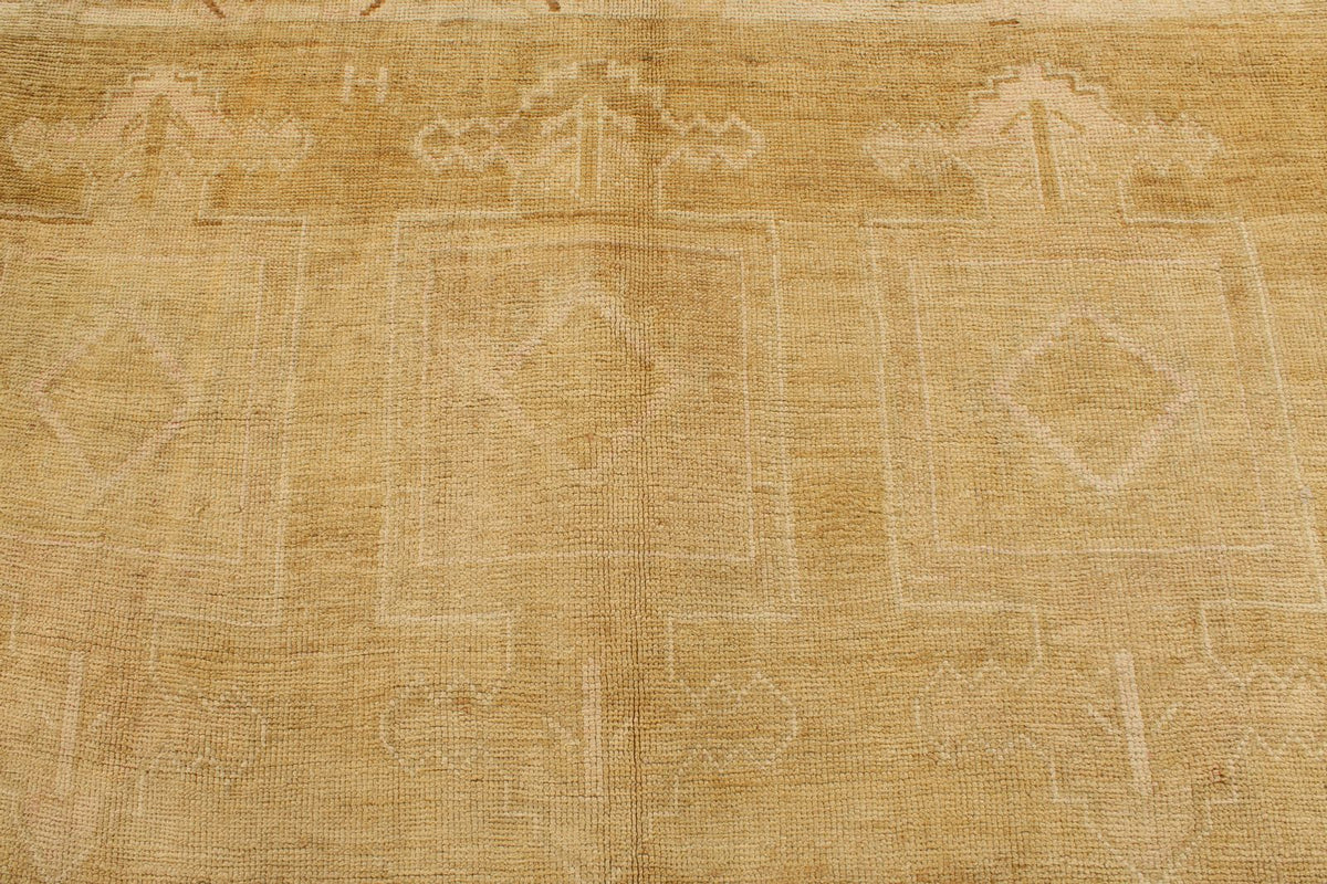 8x14 Ivory and Brown Turkish Tribal Rug