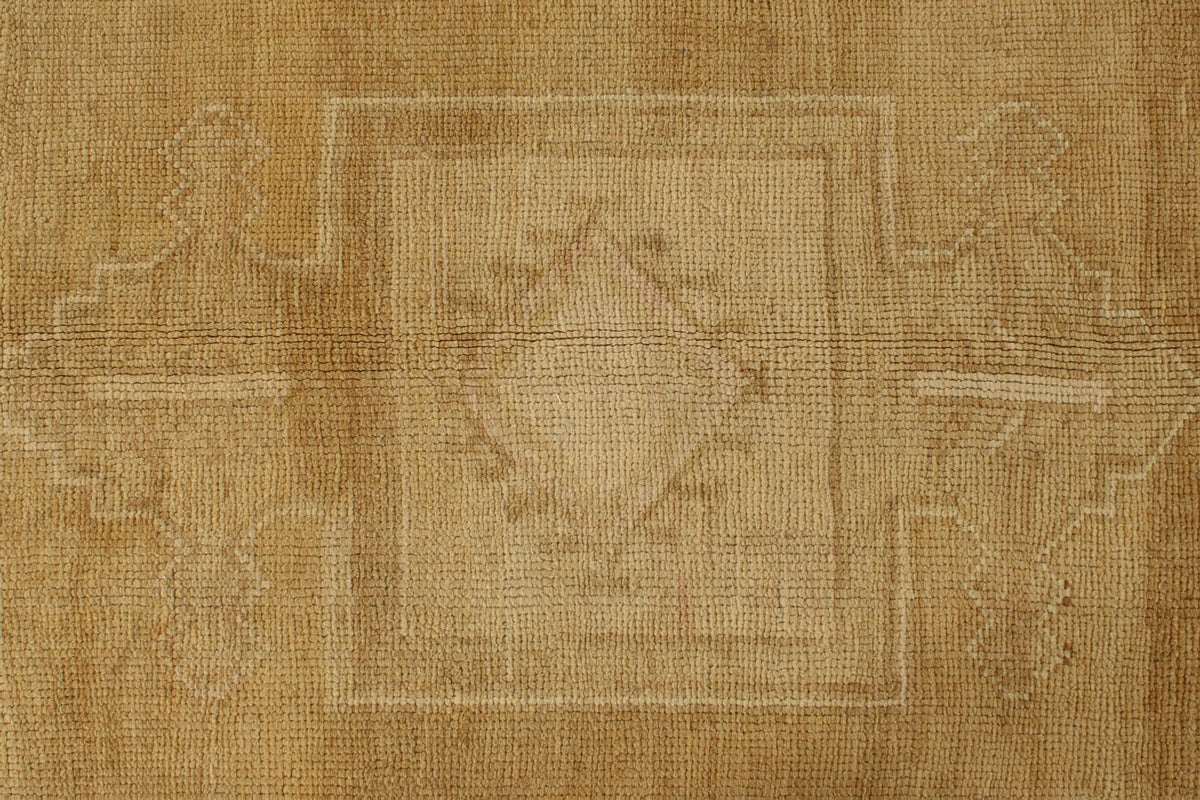 8x14 Ivory and Brown Turkish Tribal Rug