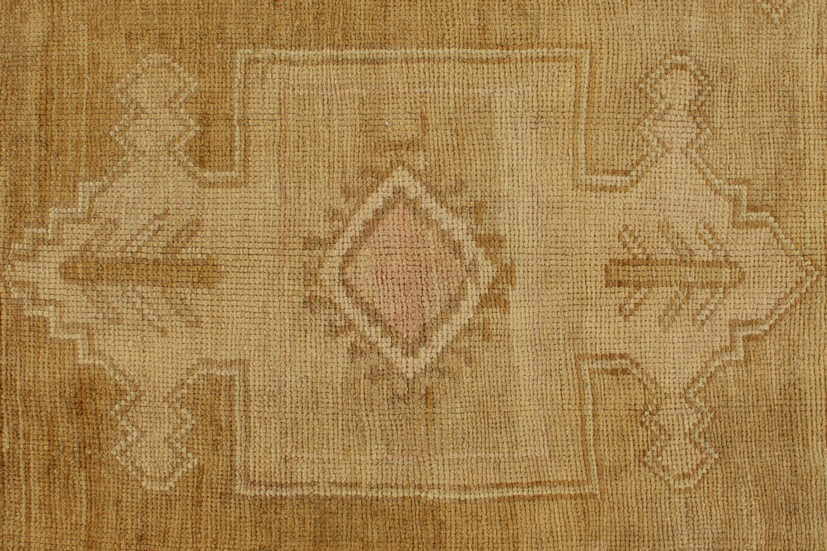 8x14 Ivory and Brown Turkish Tribal Rug