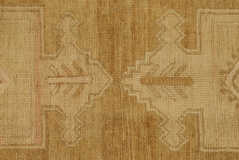 8x14 Ivory and Brown Turkish Tribal Rug