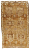 7x12 Ivory and Brown Turkish Tribal Rug