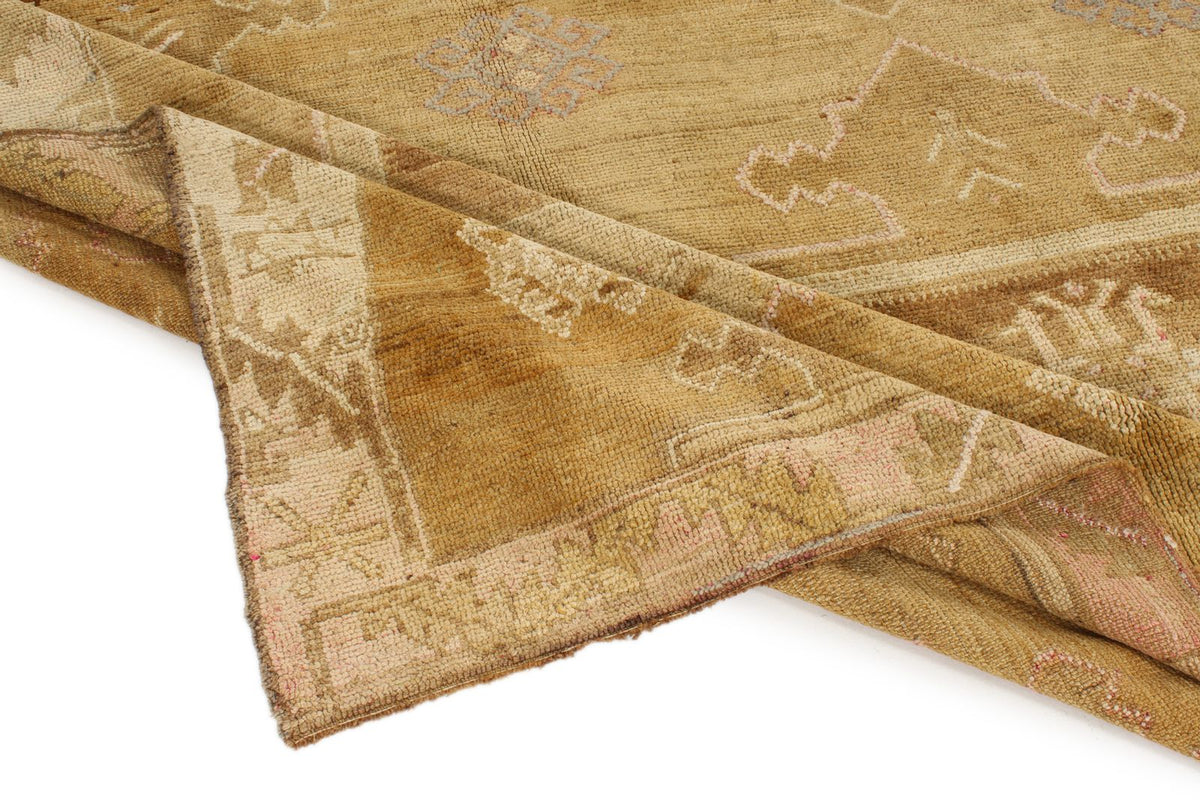7x12 Ivory and Brown Turkish Tribal Rug
