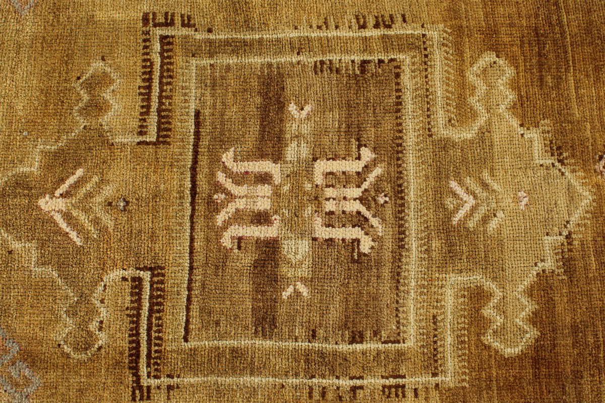 7x12 Ivory and Brown Turkish Tribal Rug