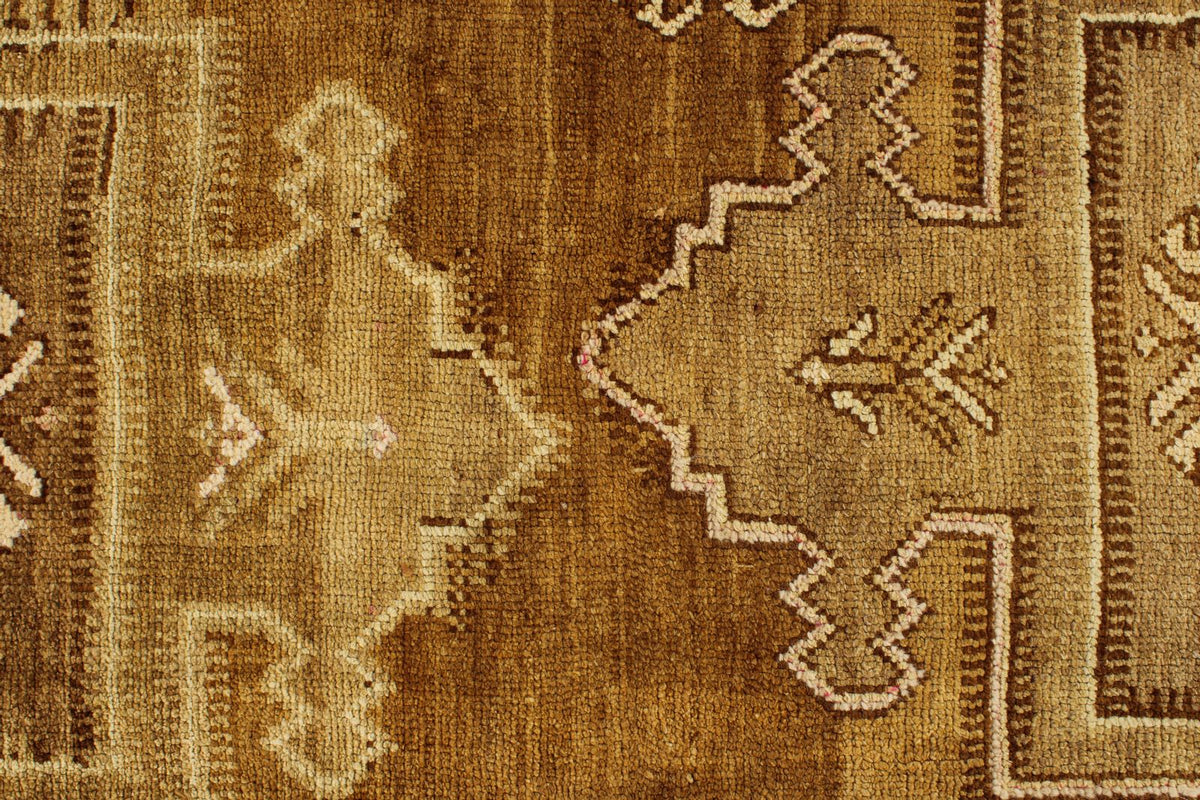 7x12 Ivory and Brown Turkish Tribal Rug