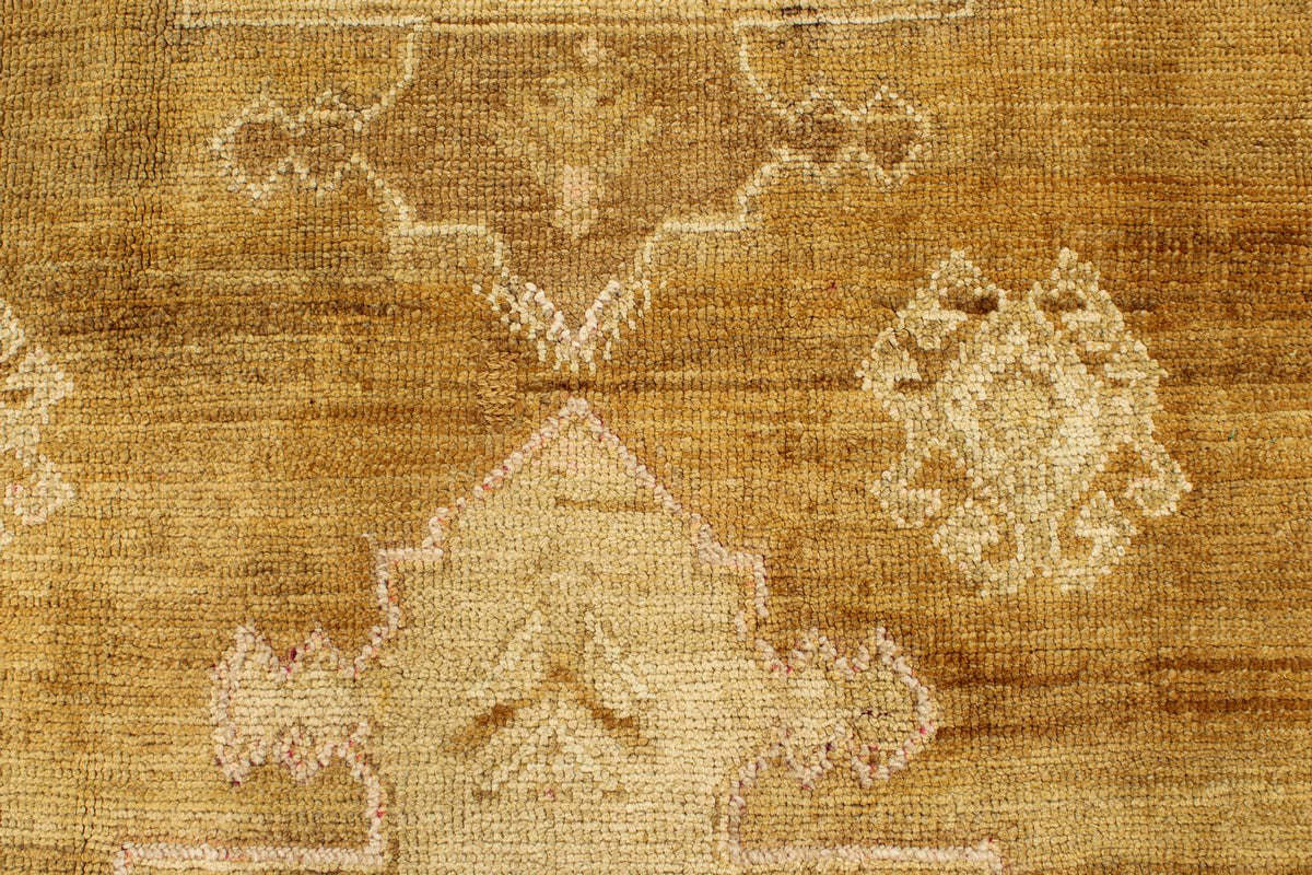7x12 Ivory and Brown Turkish Tribal Rug