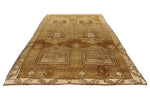 7x12 Ivory and Brown Turkish Tribal Rug