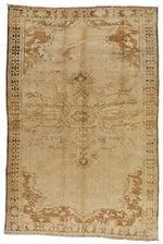 8x12 Ivory and Brown Turkish Tribal Rug