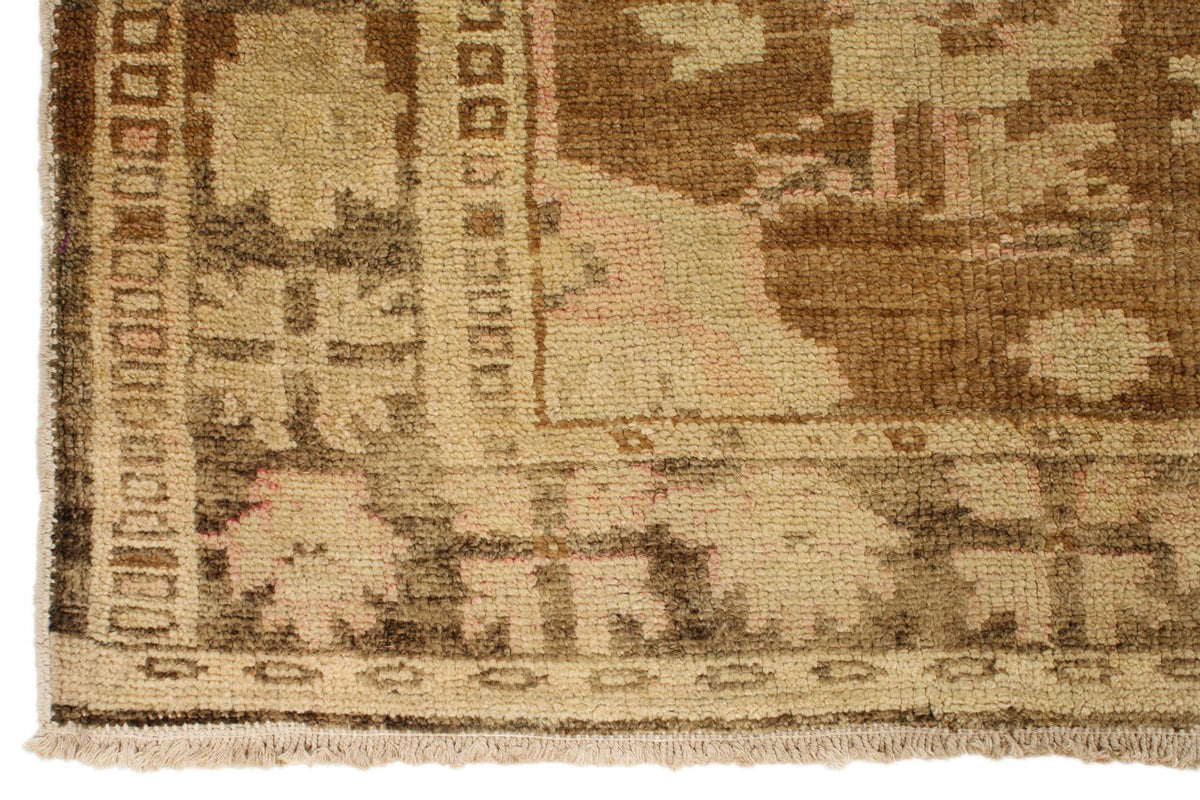 8x12 Ivory and Brown Turkish Tribal Rug