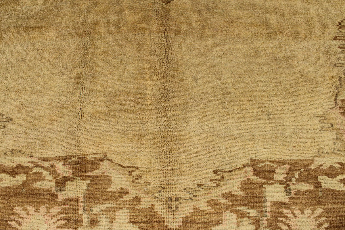 8x12 Ivory and Brown Turkish Tribal Rug