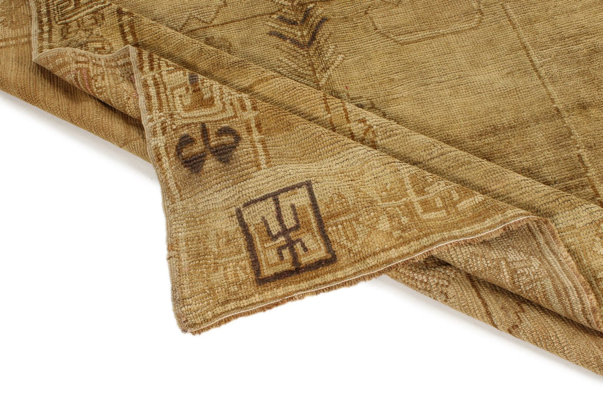 6x12 Ivory and Brown Turkish Tribal Runner