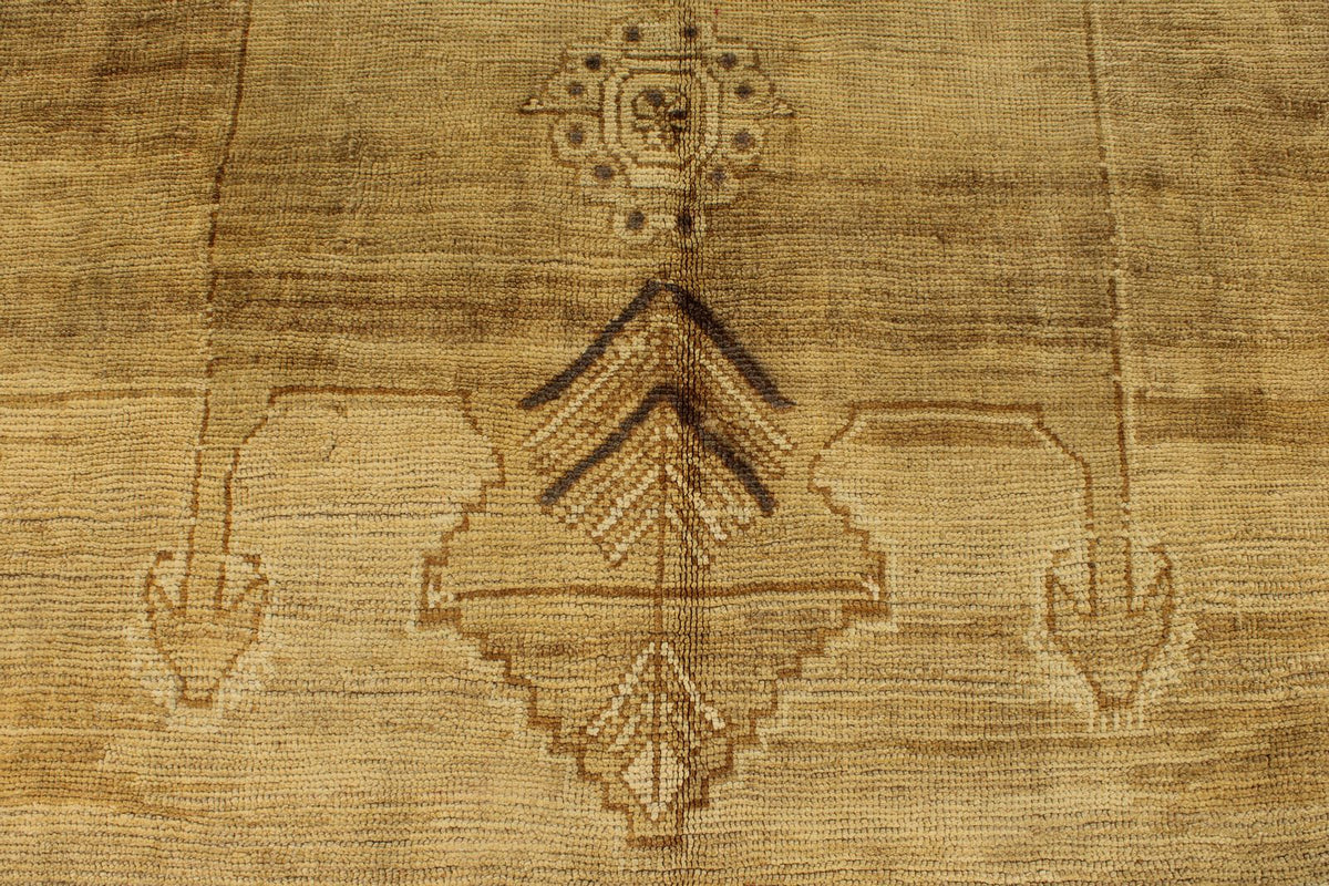 6x12 Ivory and Brown Turkish Tribal Runner
