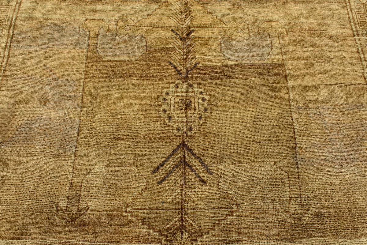 6x12 Ivory and Brown Turkish Tribal Runner