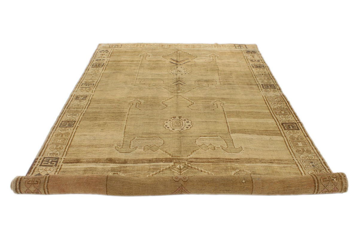 6x12 Ivory and Brown Turkish Tribal Runner