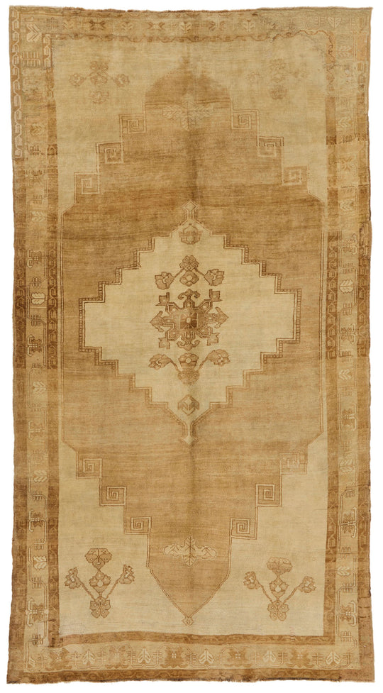 6x12 Ivory and Brown Anatolian Tribal Rug