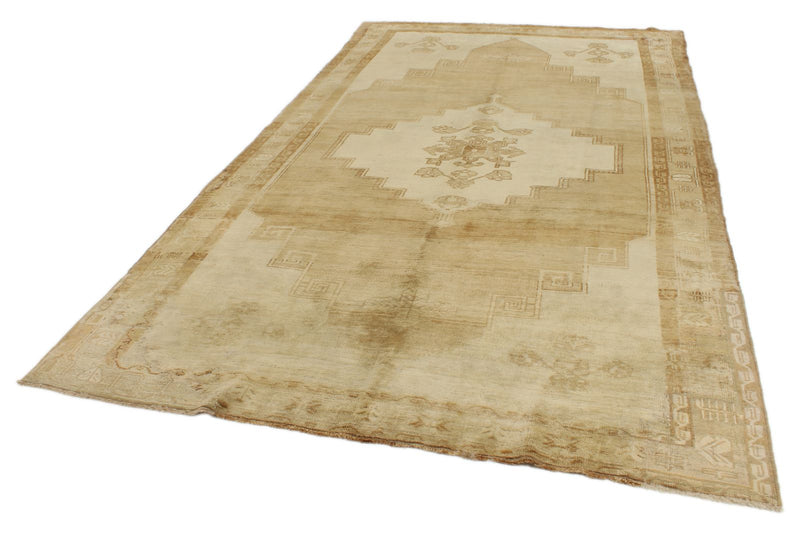 6x12 Ivory and Brown Anatolian Tribal Rug