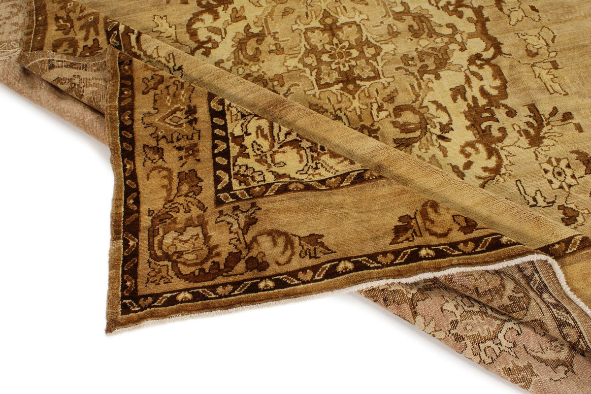 10x10 Ivory and Brown Turkish Tribal Rug