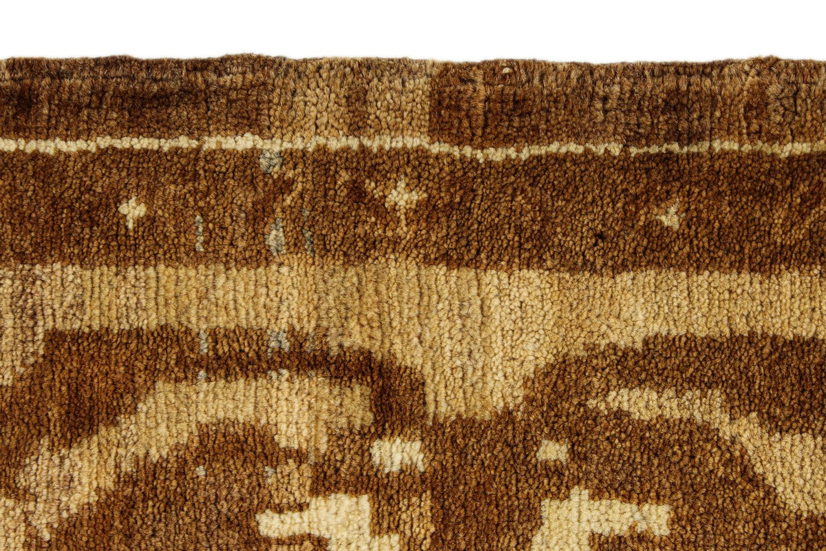 10x10 Ivory and Brown Turkish Tribal Rug