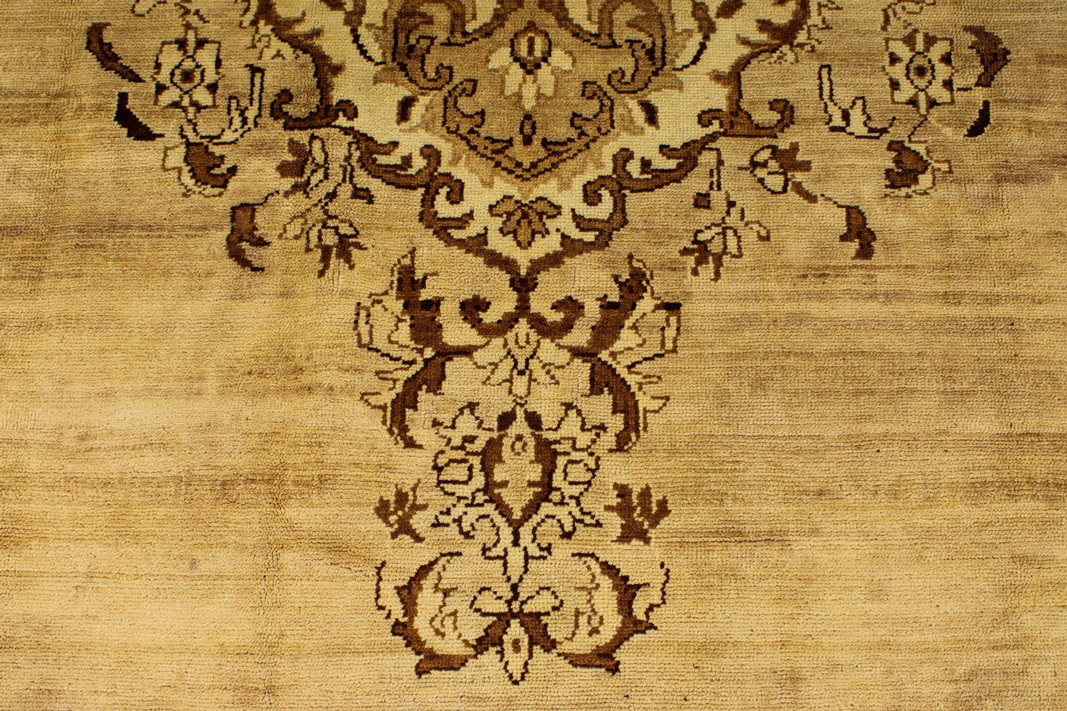 10x10 Ivory and Brown Turkish Tribal Rug