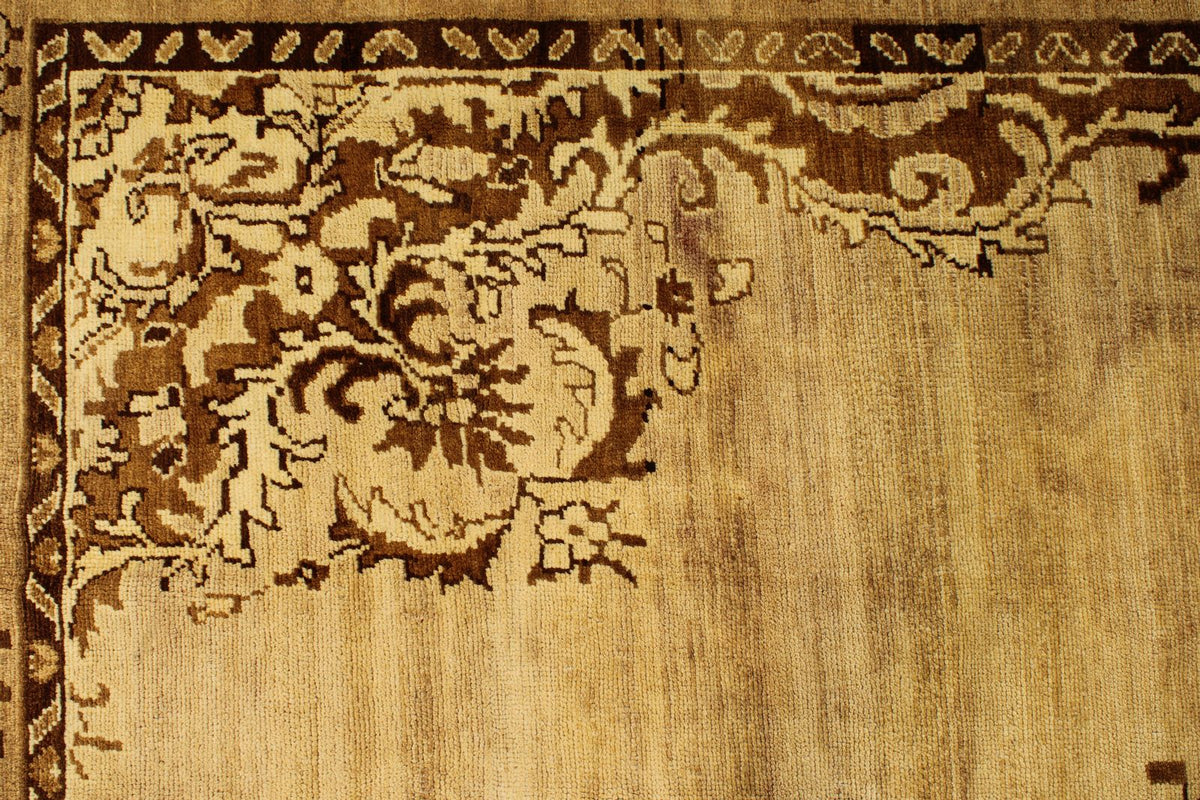 10x10 Ivory and Brown Turkish Tribal Rug