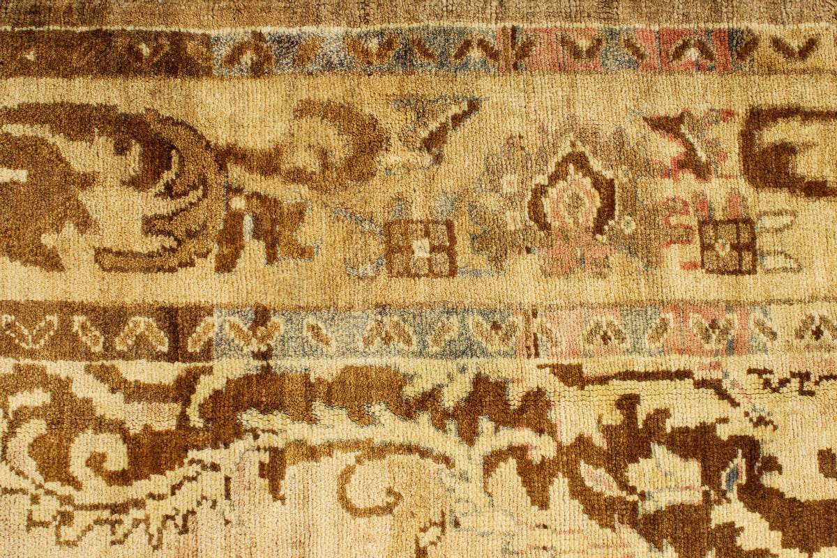 10x10 Ivory and Brown Turkish Tribal Rug