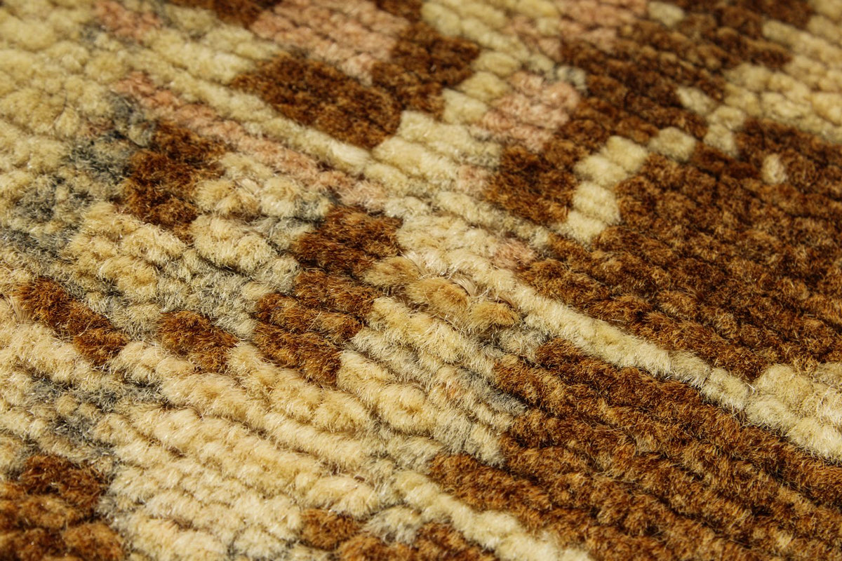 10x10 Ivory and Brown Turkish Tribal Rug