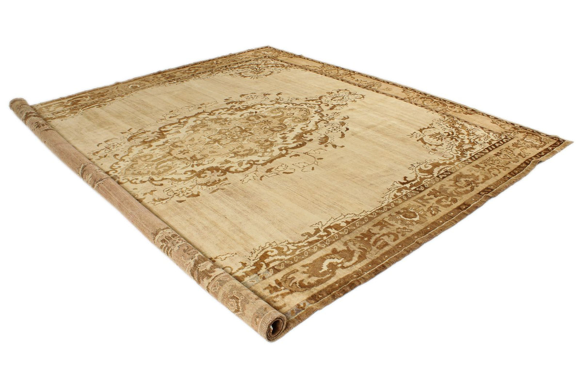 10x10 Ivory and Brown Turkish Tribal Rug