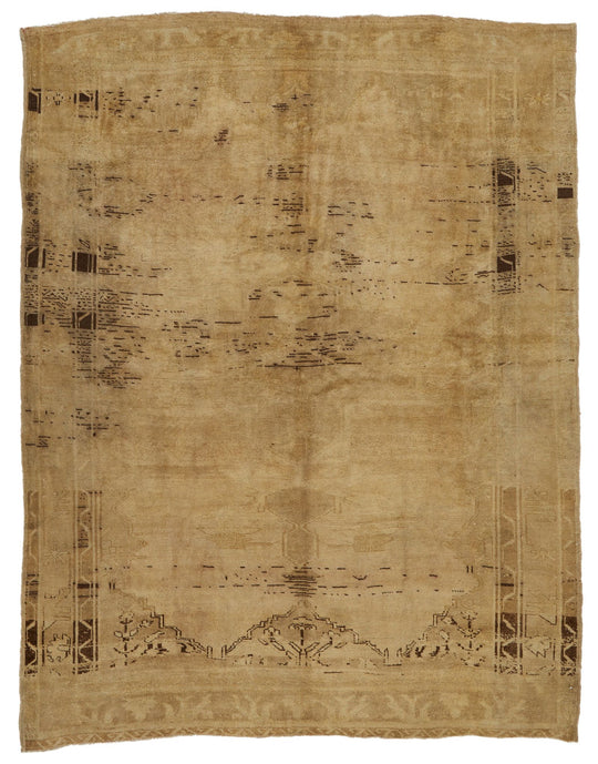 7x8 Ivory and Brown Turkish Tribal Rug