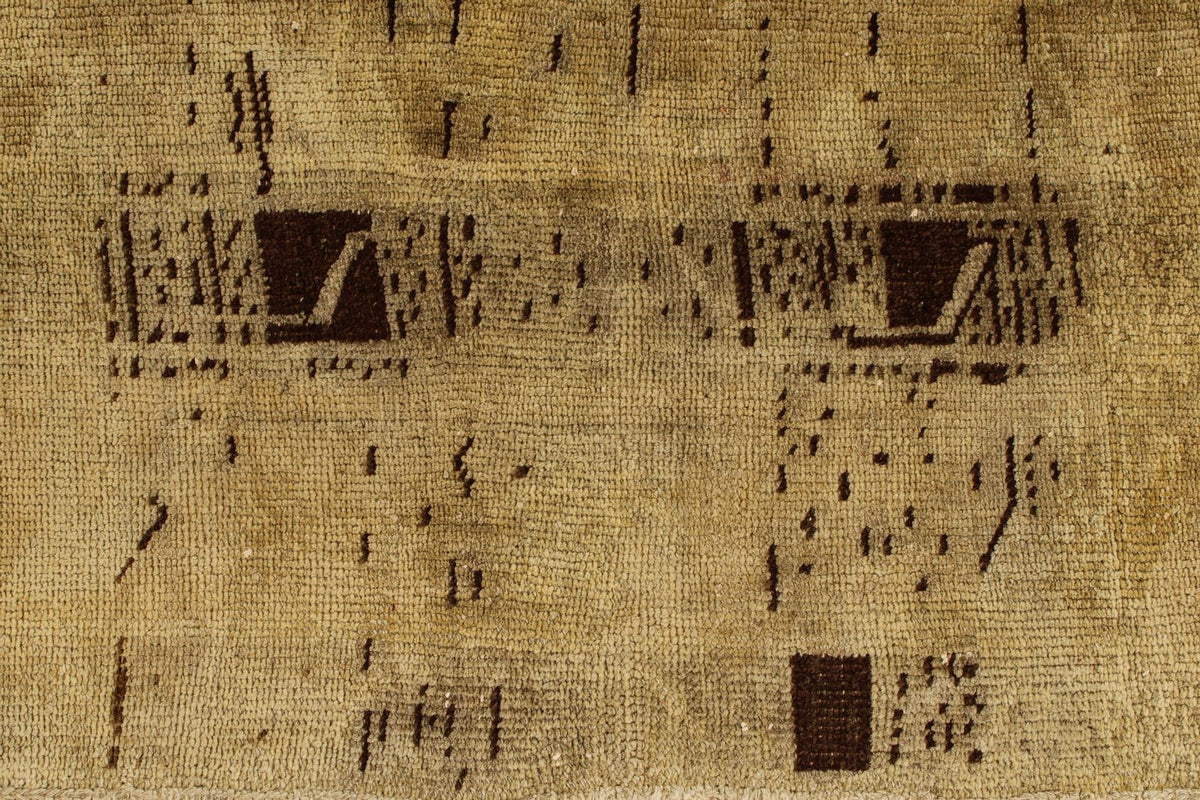 7x8 Ivory and Brown Turkish Tribal Rug