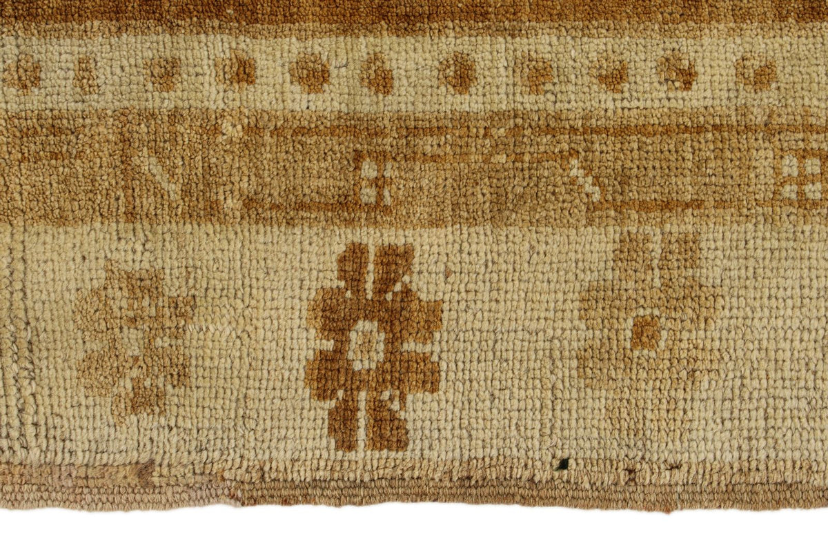 6x10 Ivory and Brown Turkish Tribal Rug