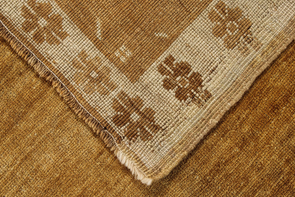 6x10 Ivory and Brown Turkish Tribal Rug