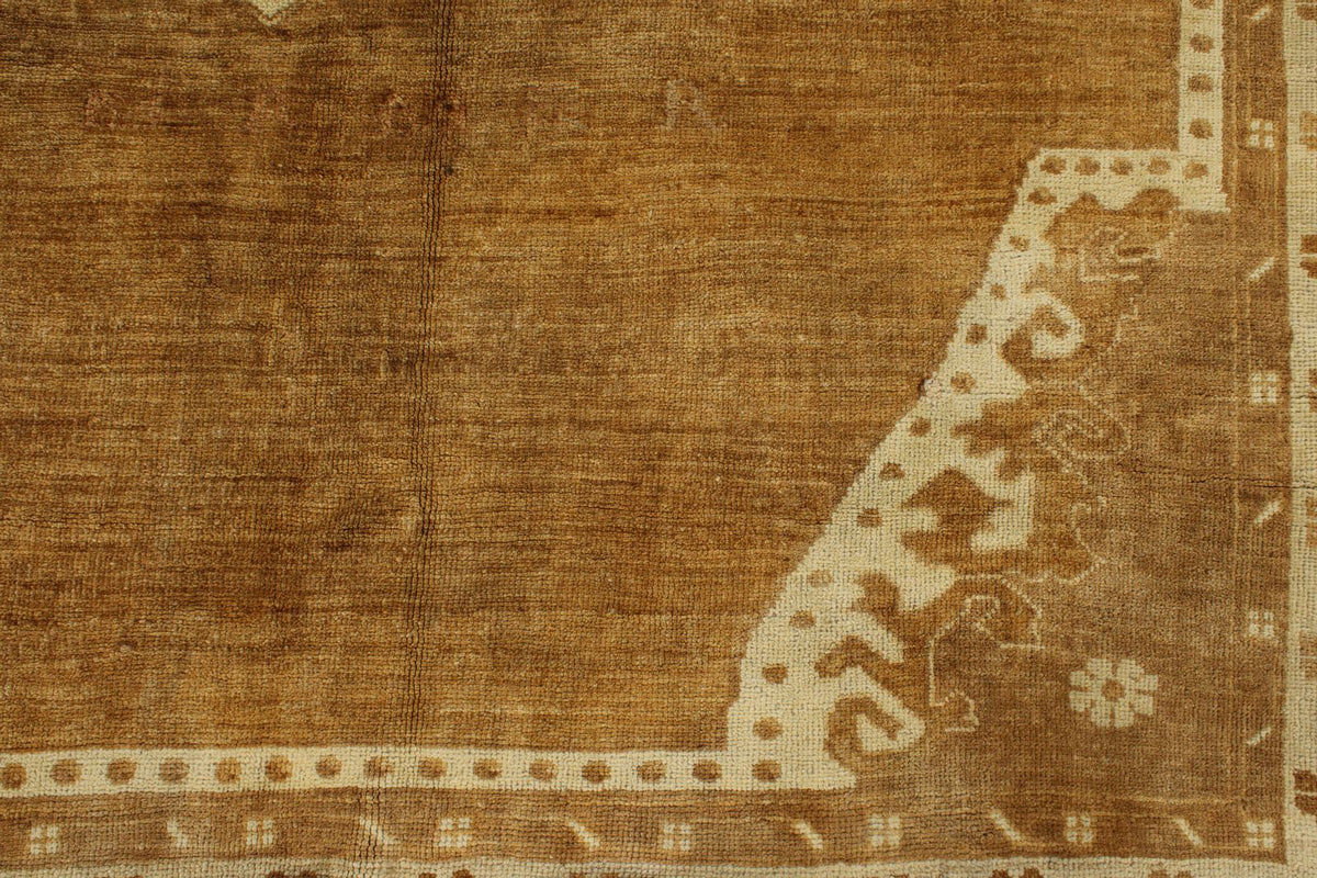 6x10 Ivory and Brown Turkish Tribal Rug