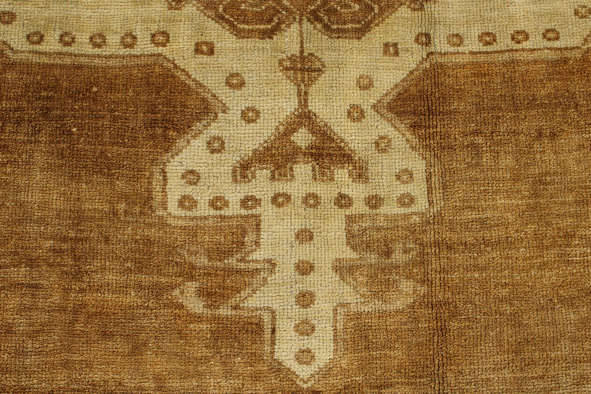 6x10 Ivory and Brown Turkish Tribal Rug