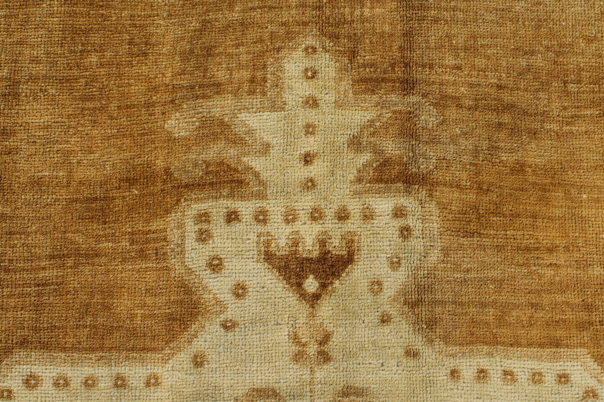 6x10 Ivory and Brown Turkish Tribal Rug