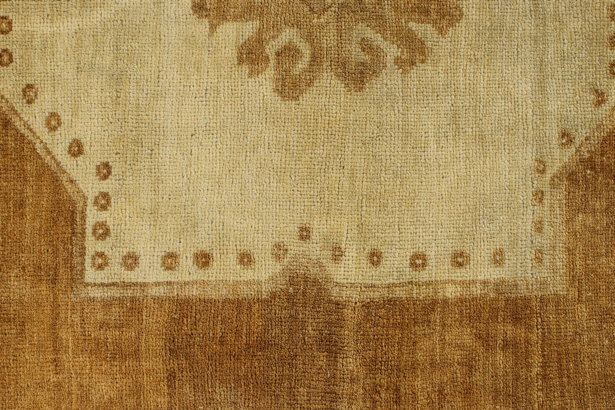 6x10 Ivory and Brown Turkish Tribal Rug