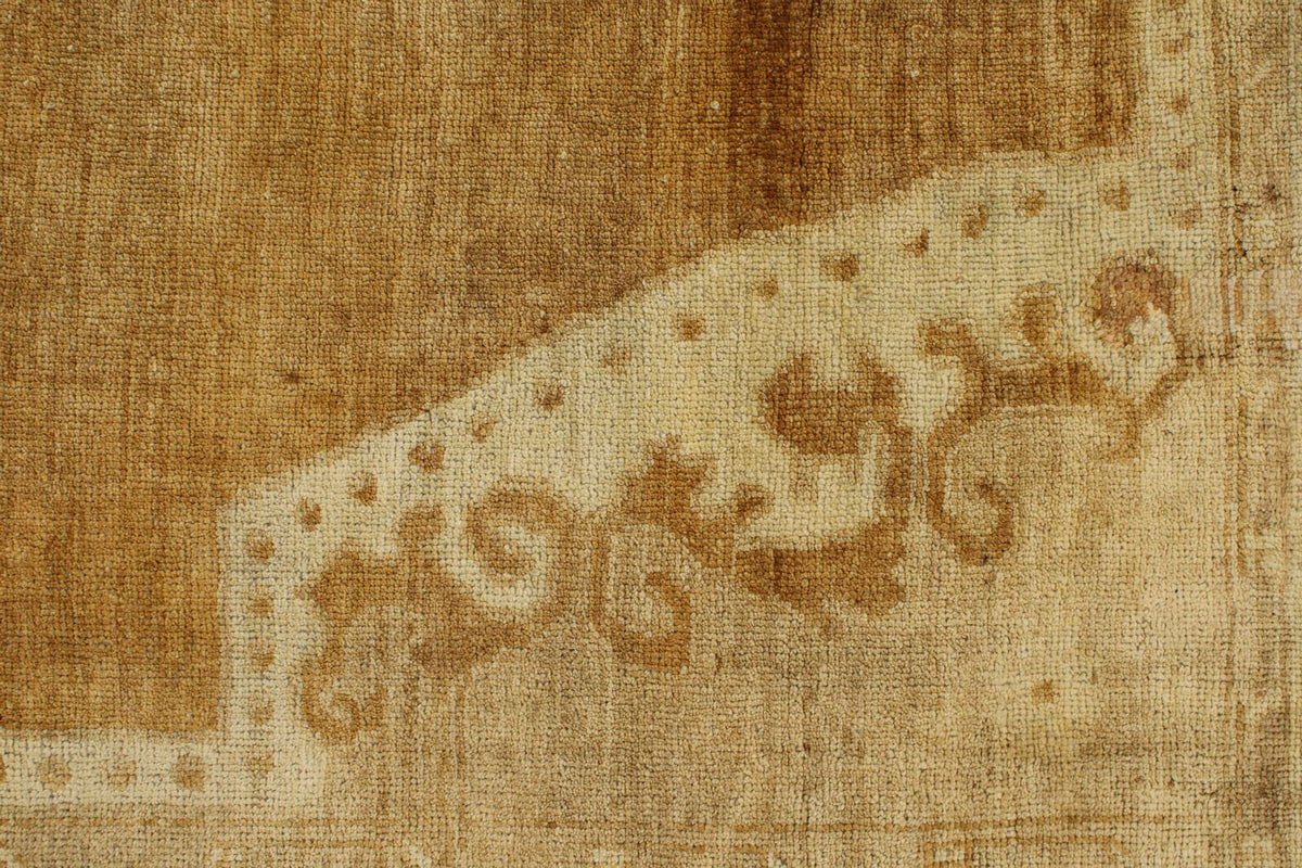 6x10 Ivory and Brown Turkish Tribal Rug