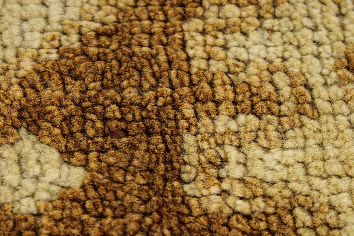 6x10 Ivory and Brown Turkish Tribal Rug