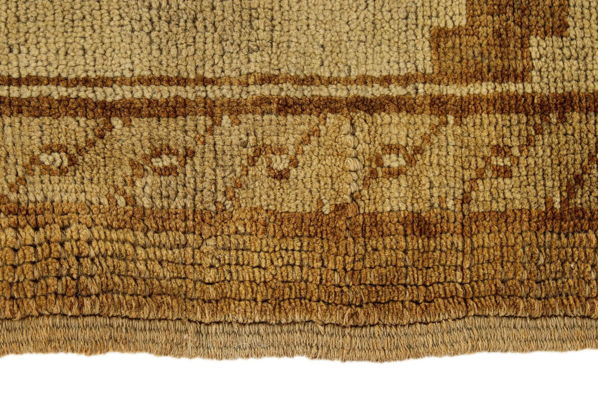 6x10 Ivory and Brown Turkish Tribal Rug