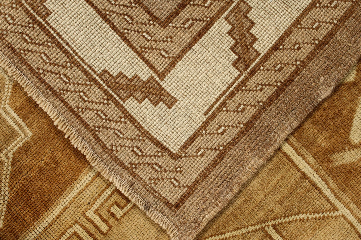 6x10 Ivory and Brown Turkish Tribal Rug