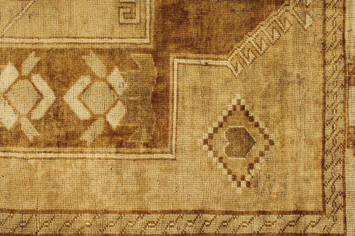 6x10 Ivory and Brown Turkish Tribal Rug