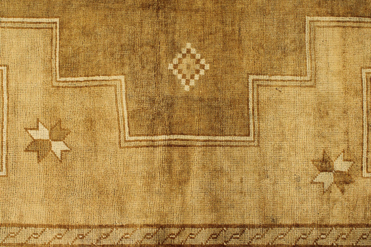 6x10 Ivory and Brown Turkish Tribal Rug