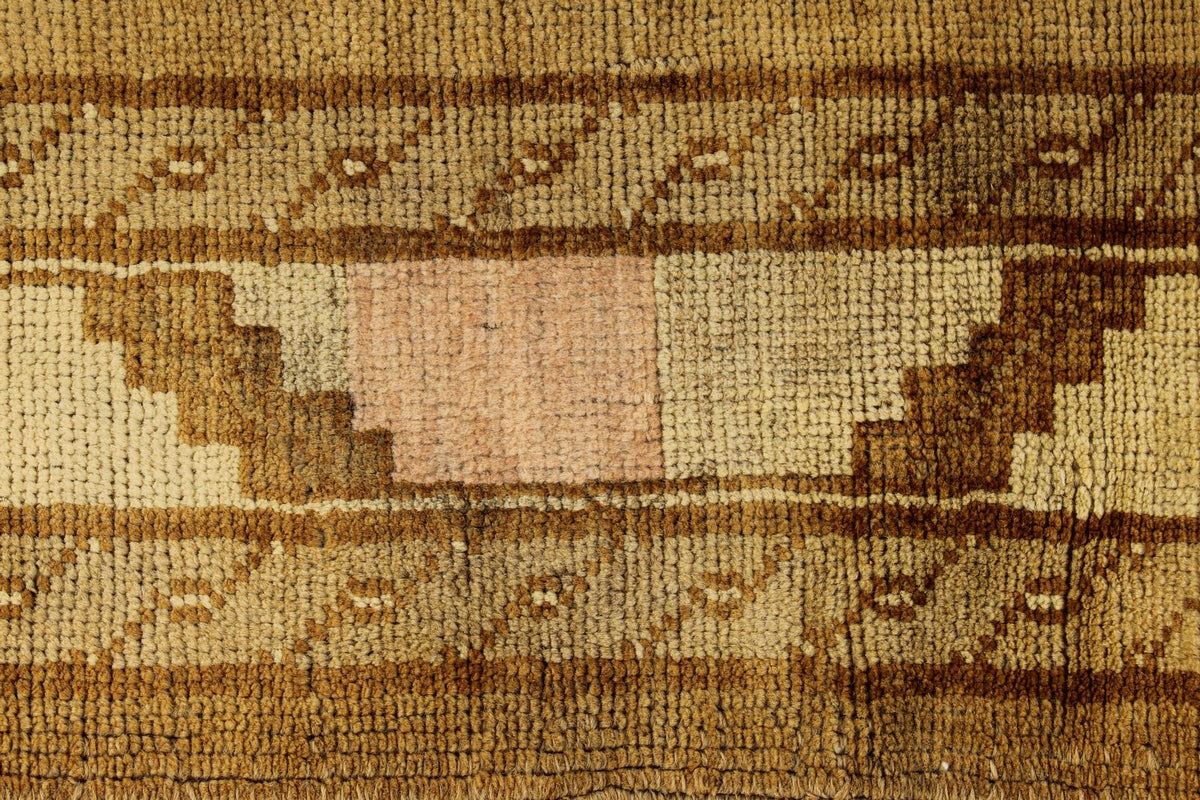 6x10 Ivory and Brown Turkish Tribal Rug