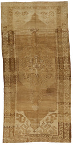 6x12 Ivory and Brown Turkish Tribal Runner
