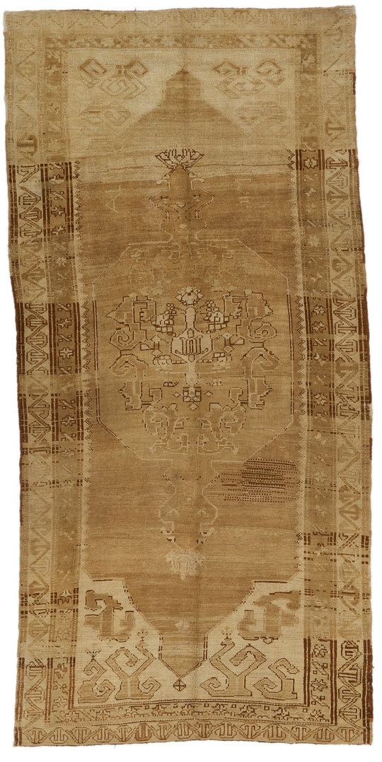 6x12 Ivory and Brown Turkish Tribal Runner