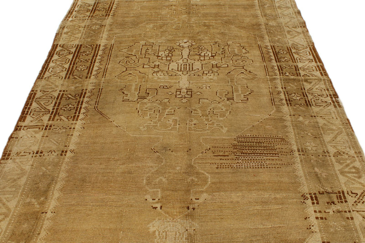 6x12 Ivory and Brown Turkish Tribal Runner