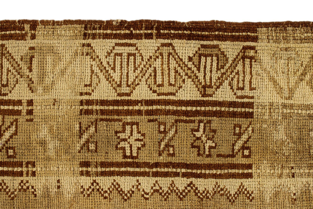 6x12 Ivory and Brown Turkish Tribal Runner