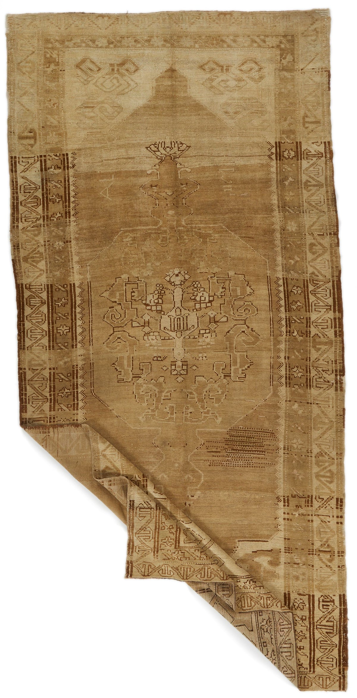 6x12 Ivory and Brown Turkish Tribal Runner