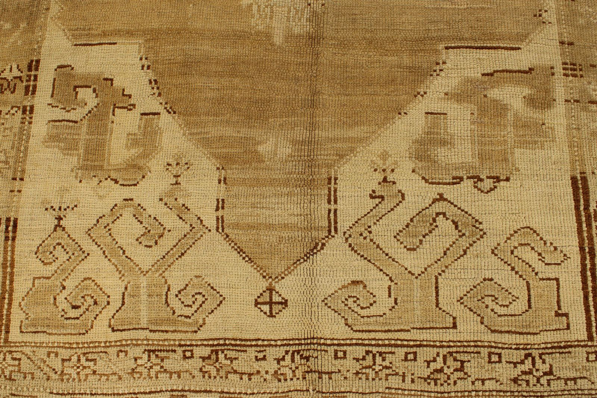 6x12 Ivory and Brown Turkish Tribal Runner