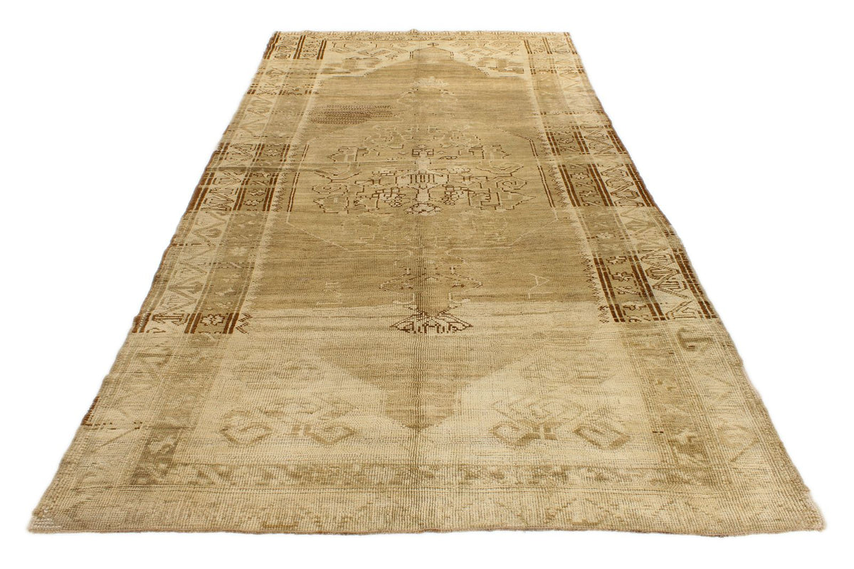 6x12 Ivory and Brown Turkish Tribal Runner
